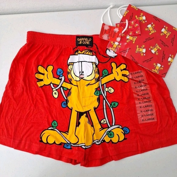 PAWS GARFIELD THE CAT Other - Vtg GARFIELD the Cat PAWS Boxers Mens XL Christmas Underwear W/ GIFT BAG, NWT